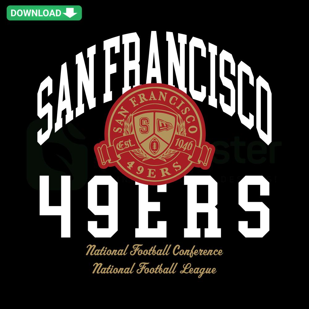 Vintage San Francisco 49ers NFL SVG, custom graphic with classic team logo and text, perfect for digital download designs.