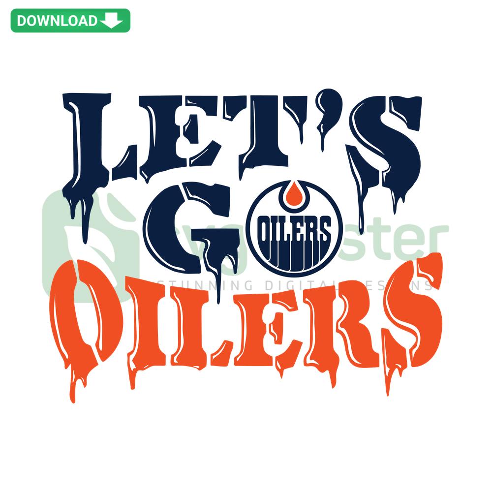 Edmonton Oilers NHL SVG design with bold Let's Go Oilers text, vector format, ideal for sports fans and digital crafts.