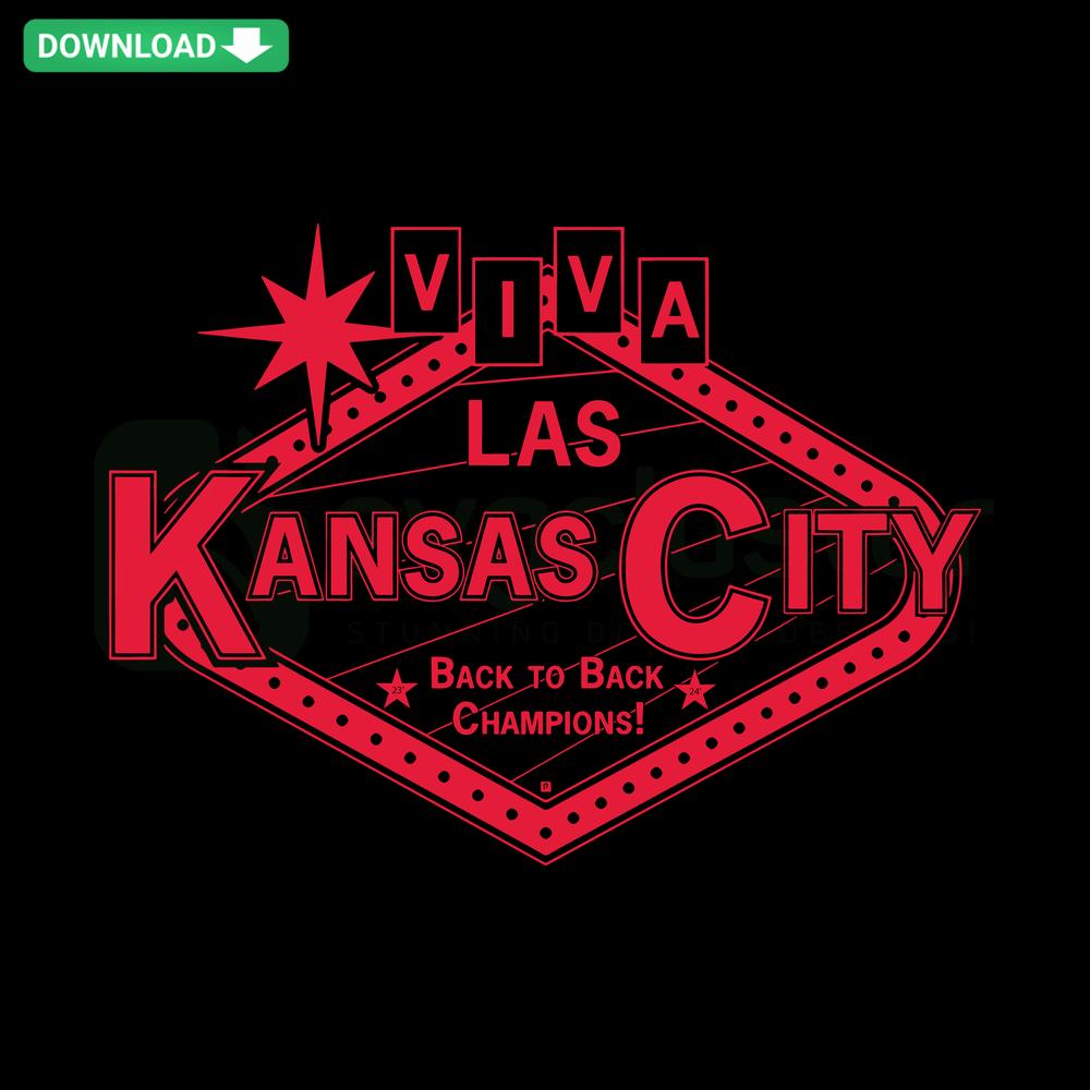 Viva Las Kansas City Back To Back Champions SVG, vibrant crown design, perfect for sports fans crafting, championship celebration.