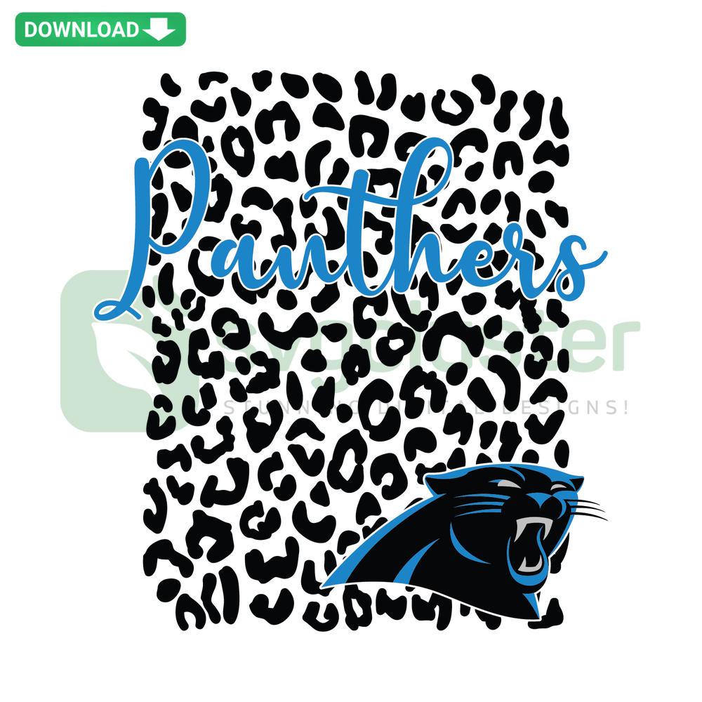 Carolina Panthers Leopard Spirit SVG, vector design featuring an elegant panther with a fierce leopard print pattern, ideal for sports fans.