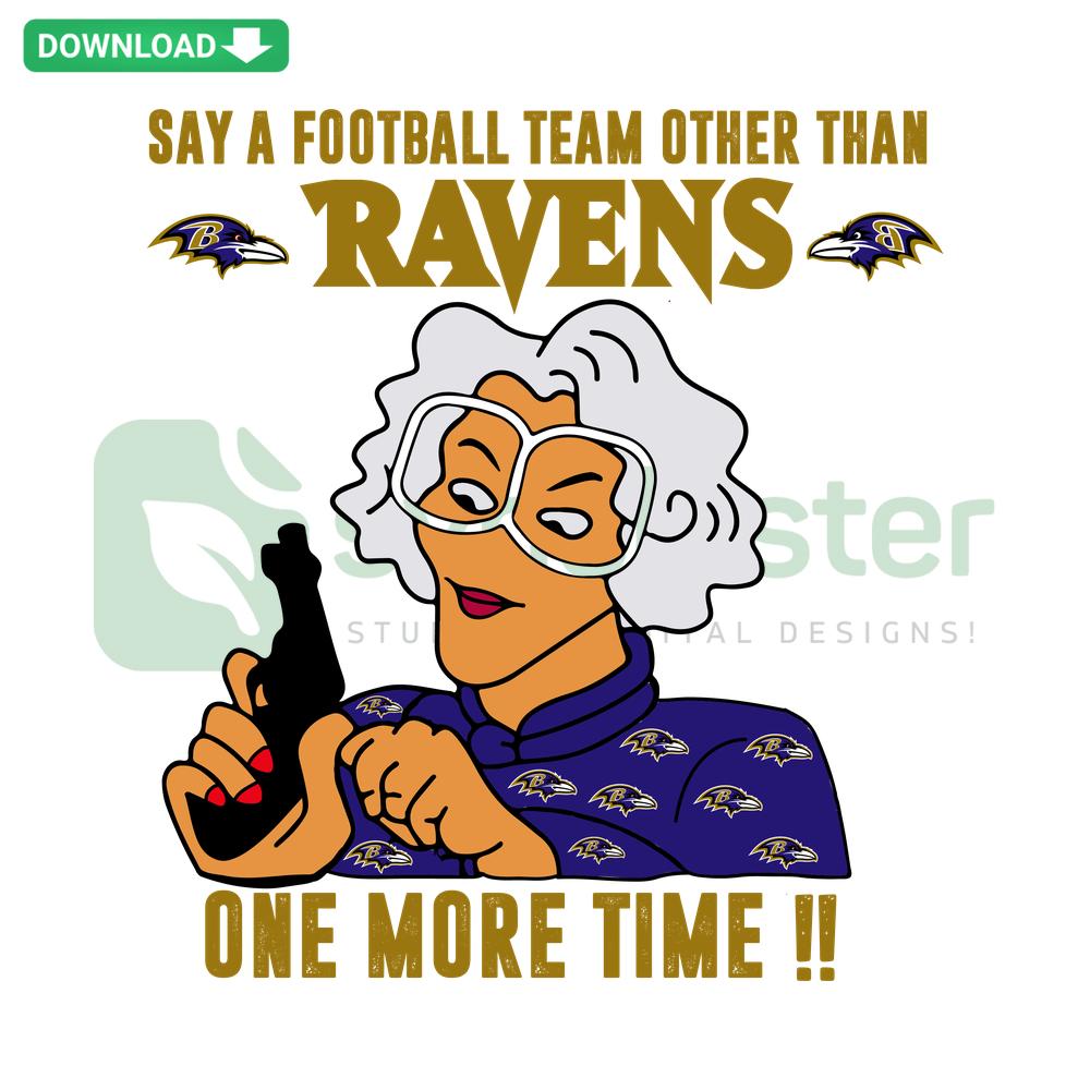 Madea humorously supports a football team other than Ravens; SVG design for commercial use; appealing sports-themed graphic.