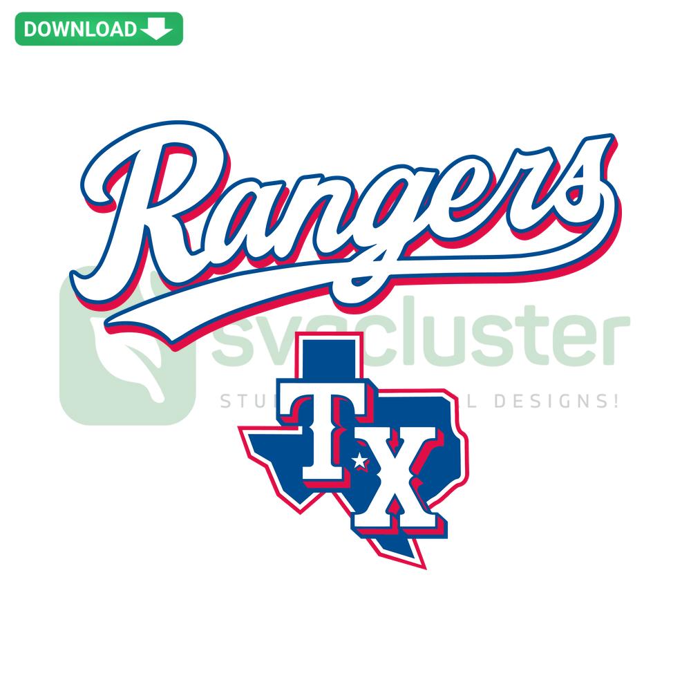 Texas Rangers MLB Baseball SVG design featuring bold team logo, perfect for unique sports-themed crafts. Professional graphic file.