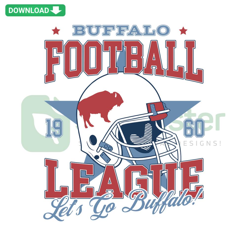Buffalo Football League Helmet SVG, Vector Graphics: Blue helmet with Lets Go Buffalo text, ideal for team spirit decor.