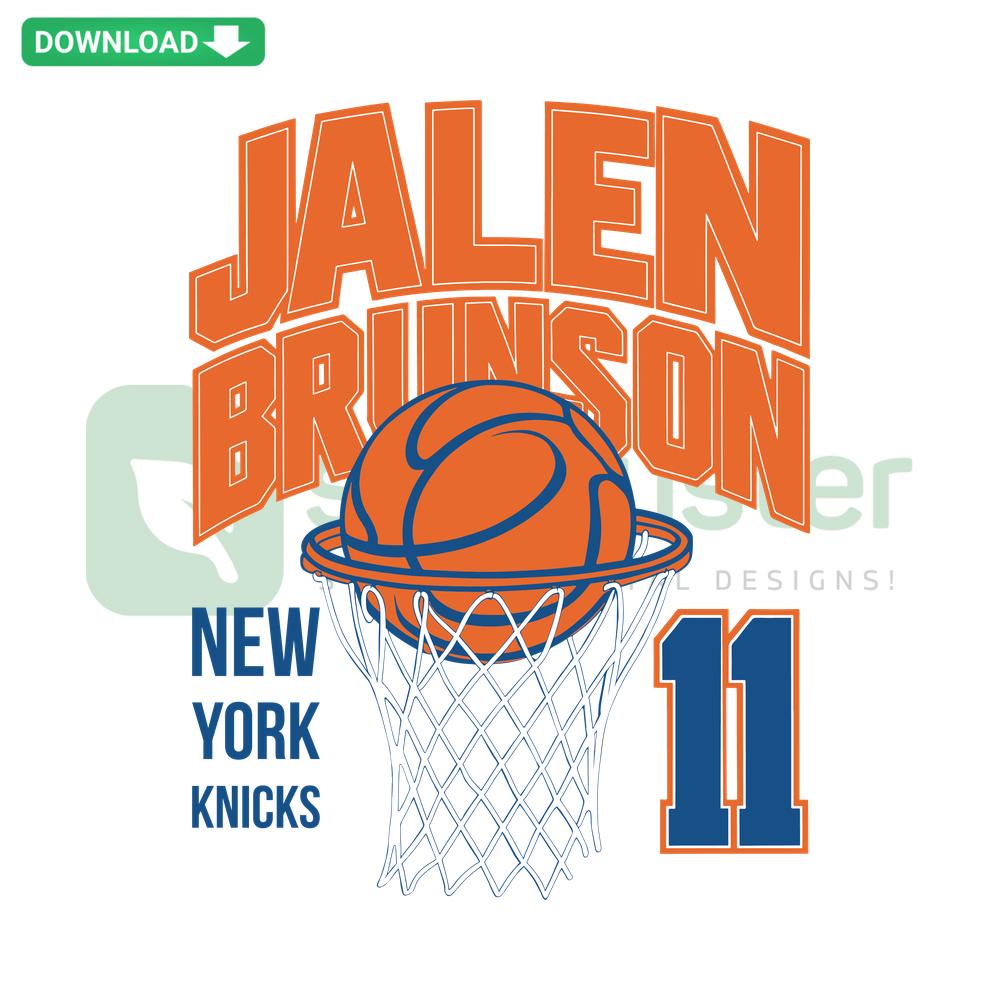 Jalen Brunson NY Knicks SVG, digital scrapbook design, basketball player SVG, Knicks fan art, sports graphic, SVG for crafts.