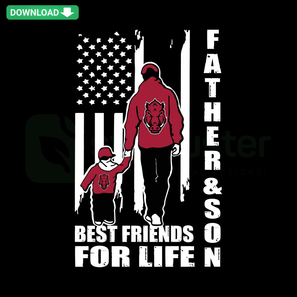 Arkansas Razorbacks SVG, Father & Son Best Friends For Life design, SVG Design Resources, Father's Day, sports fandom graphic.