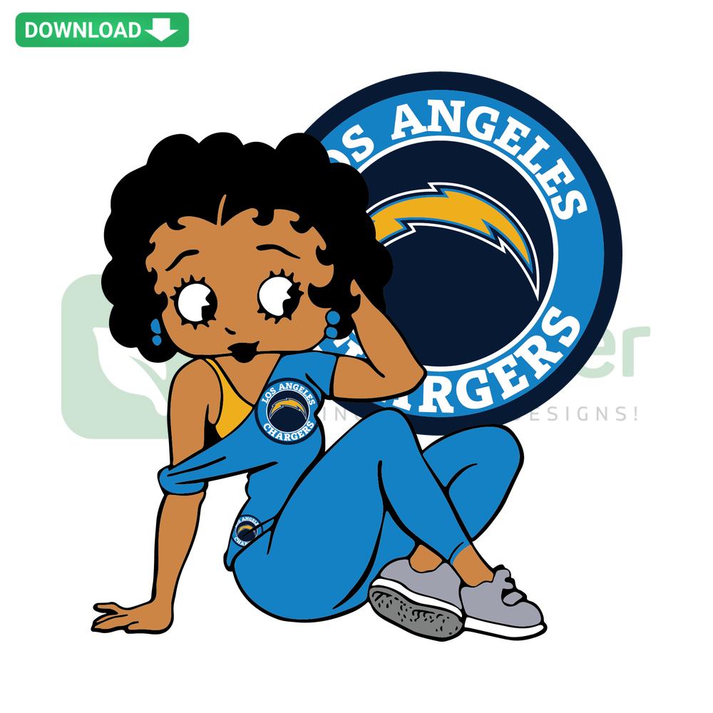 Los Angeles Chargers Betty Boop SVG, Premium Graphics, Cartoon Character in Team Colors, High-Quality Vector Art Design