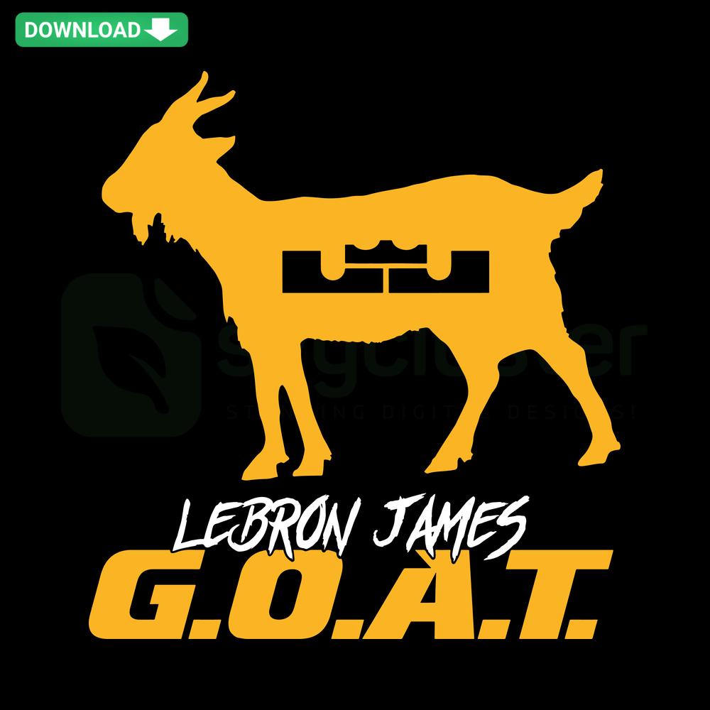 Lebron James GOAT Lakers SVG, Cricut File: Basketball graphic with iconic #6 jersey, crown, and GOAT text for digital crafting.