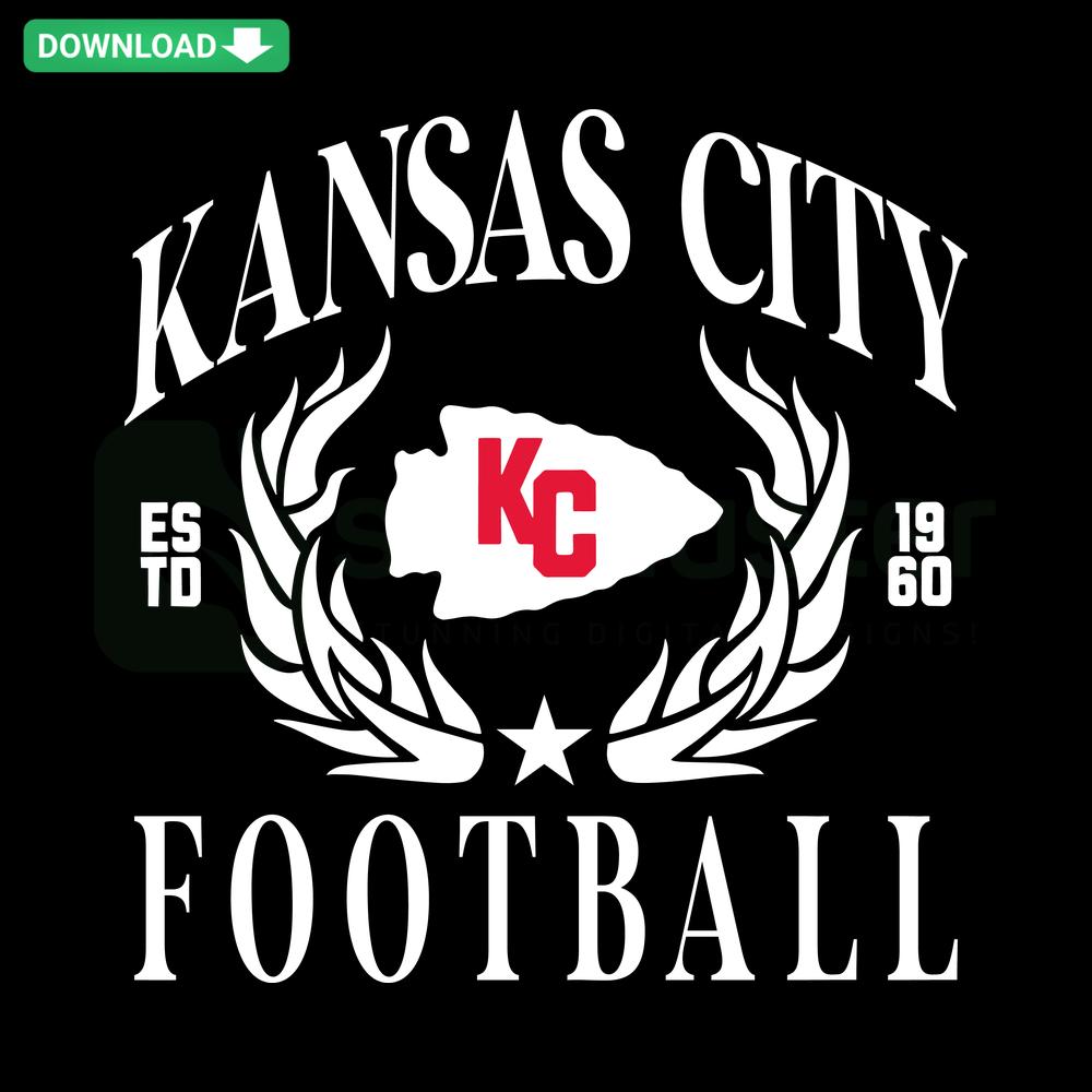 Vintage Kansas City Football SVG Design: High-Res Digital Download, Retro Style with Team Colors, Ideal for DIY Crafts.