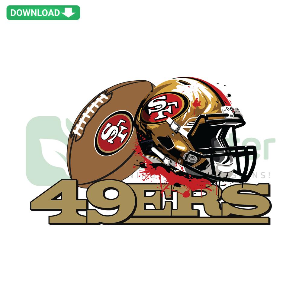 49ers Football Helmet SVG Cricut Download, Premium SVG files; perfect for designers, detailed San Francisco team logo design.
