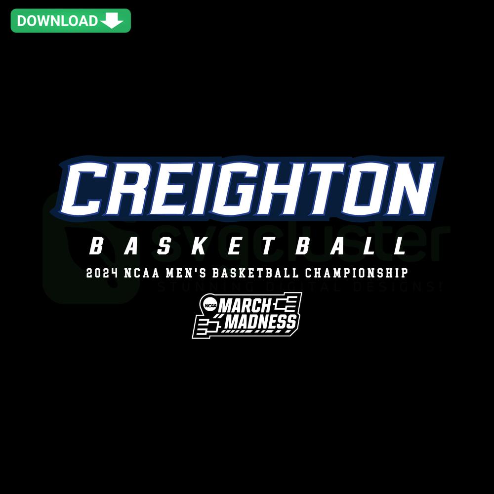 Creighton Mens Basketball 2024 NCAA Tournament SVG, Custom SVG Files: Bluejay logo with tournament details in sleek modern style.