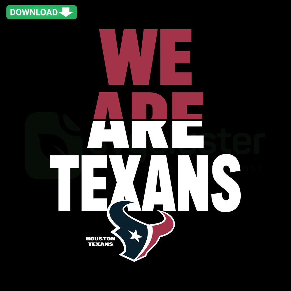 Texans Houston Football SVG design; includes bold, blue text and football graphic. Perfect for printable crafts and digital projects.