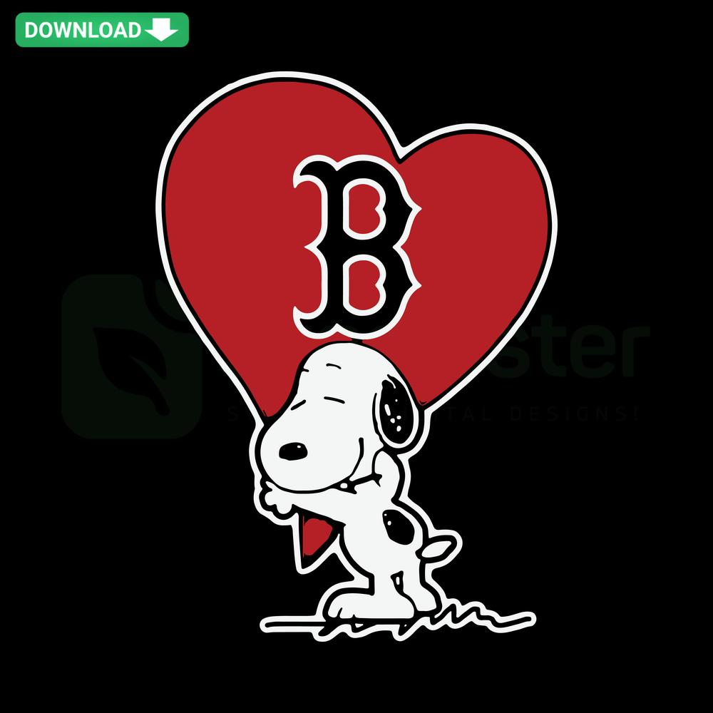 Snoopy wearing Red Sox cap SVG, clip art download, perfect for sports fans and digital crafting projects, cartoon character.