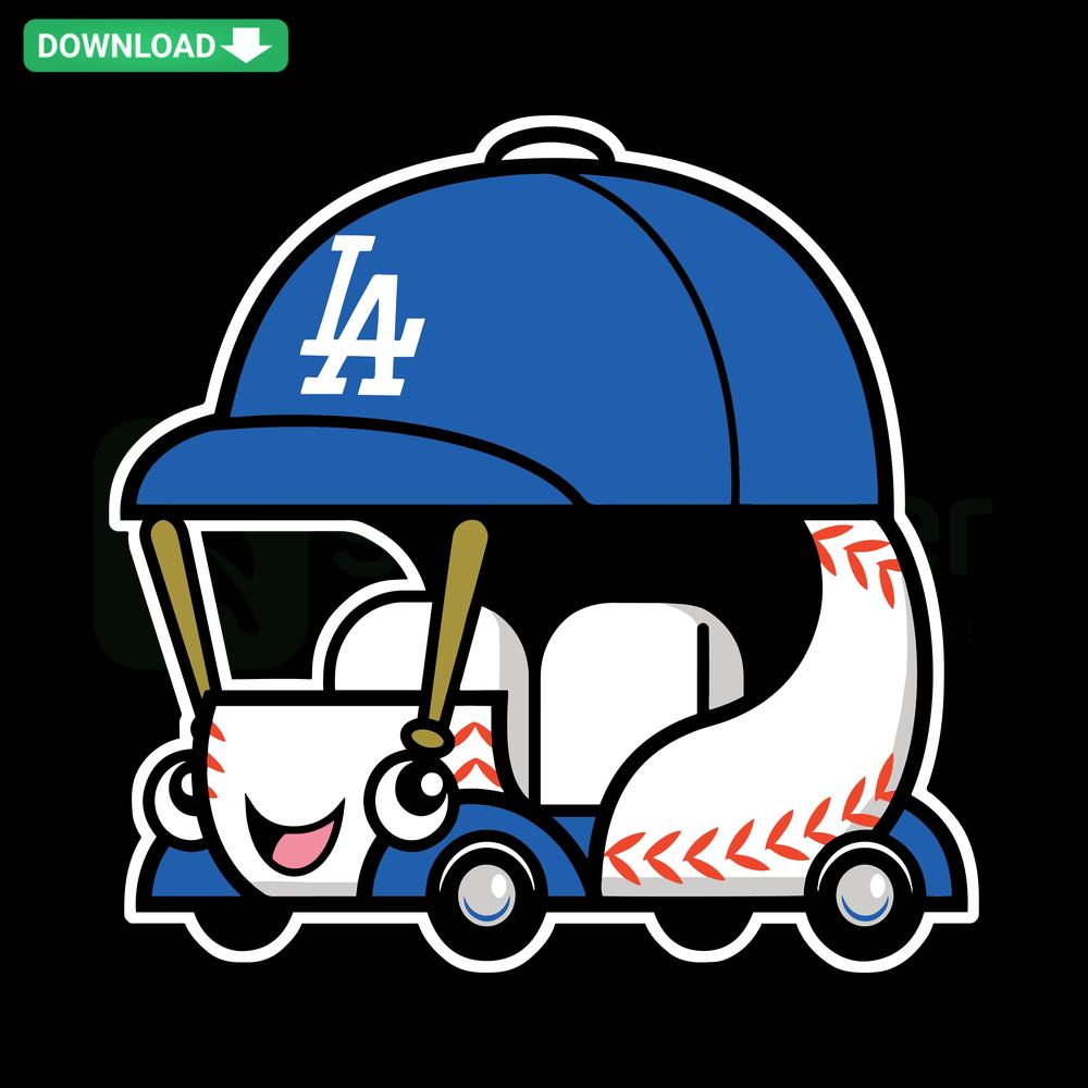 Cartoon Dodgers bullpen car SVG design for Cricut. Perfect baseball-themed digital download; cute graphic for fans and crafters.