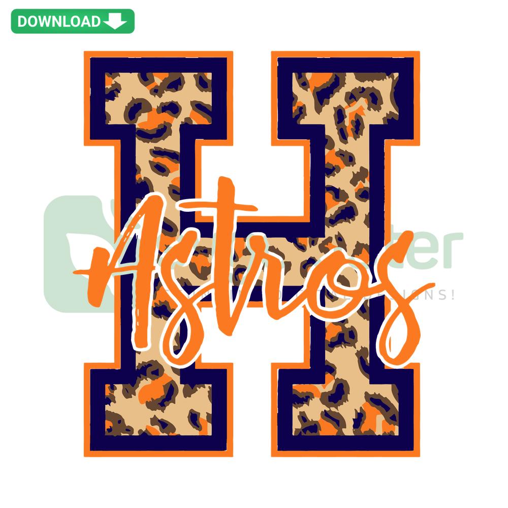 Houston Astros Leopard SVG, digital download for designers, featuring team logo with a stylish leopard print background.
