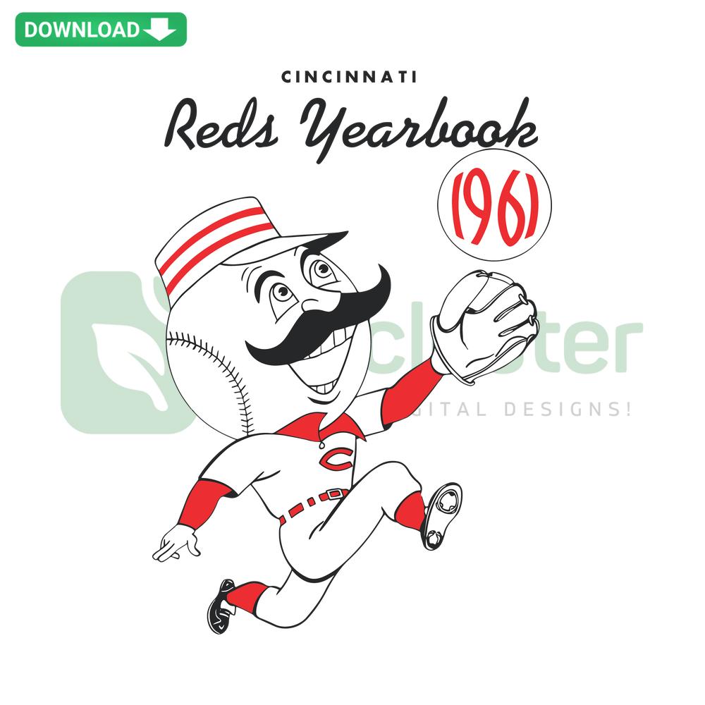 1961 Cincinnati Reds Baseball Yearbook SVG Digital Download: Editable, Vintage MLB Design, Perfect for Sports Enthusiasts, SVG Files