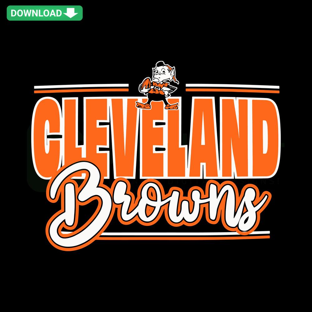 Cleveland Browns football logo SVG Cricut digital download for wall art featuring team emblem and vibrant color design.