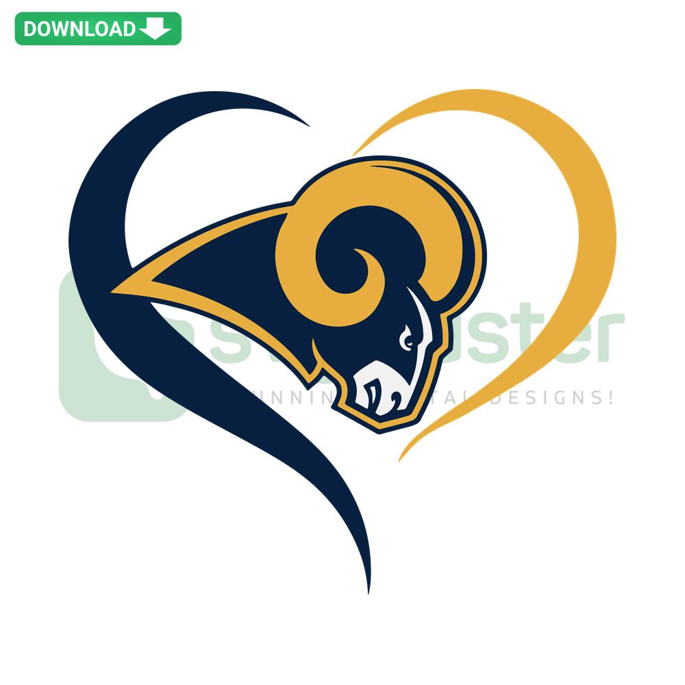 Los Angeles Rams Heart SVG Design for Cricut, Instant Download, NFL Team Logo in Heart Shape, Digital File, Crafting Project