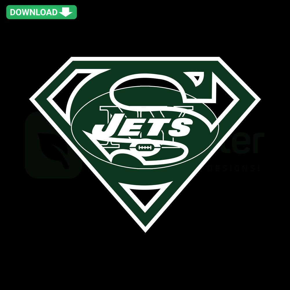 Superman New York Jets SVG: Instant Cricut Digital Download, superhero logo blended with Jets team emblem for crafting projects.