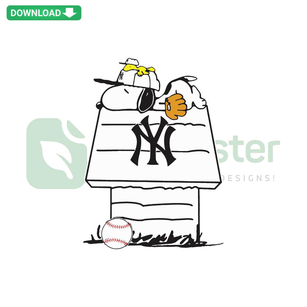 Snoopy Baseball New York Yankees SVG, Cricut Design File; Peanuts, Yankee Hat, Sports Art Download, Craft Project, Digital Illustration.