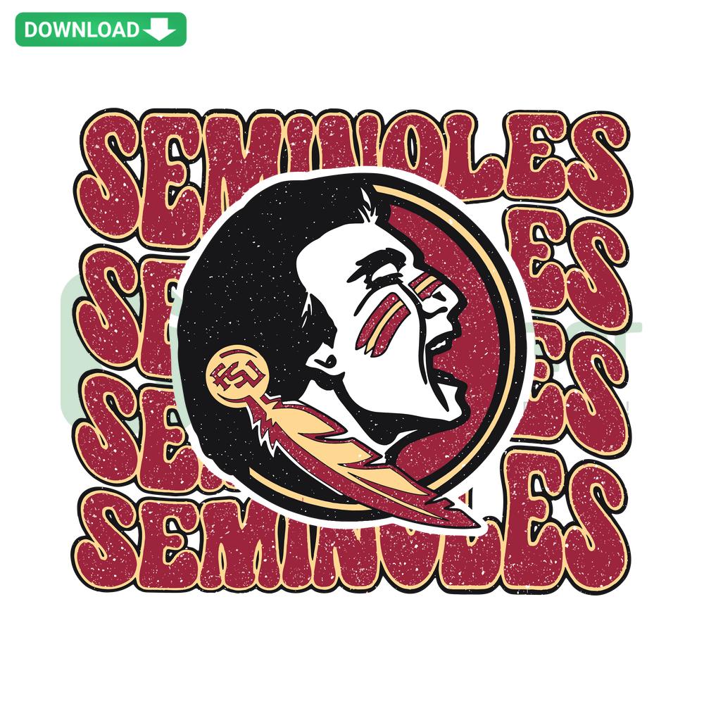 Retro collage design featuring Florida State Seminoles logos and symbols, high-quality SVG file collection, perfect for FSU fans.