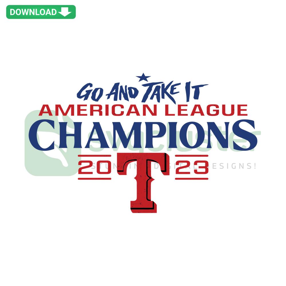 Rangers AL Champions Go And Take It SVG, Texas flag with crossed bats design, instant download graphics.