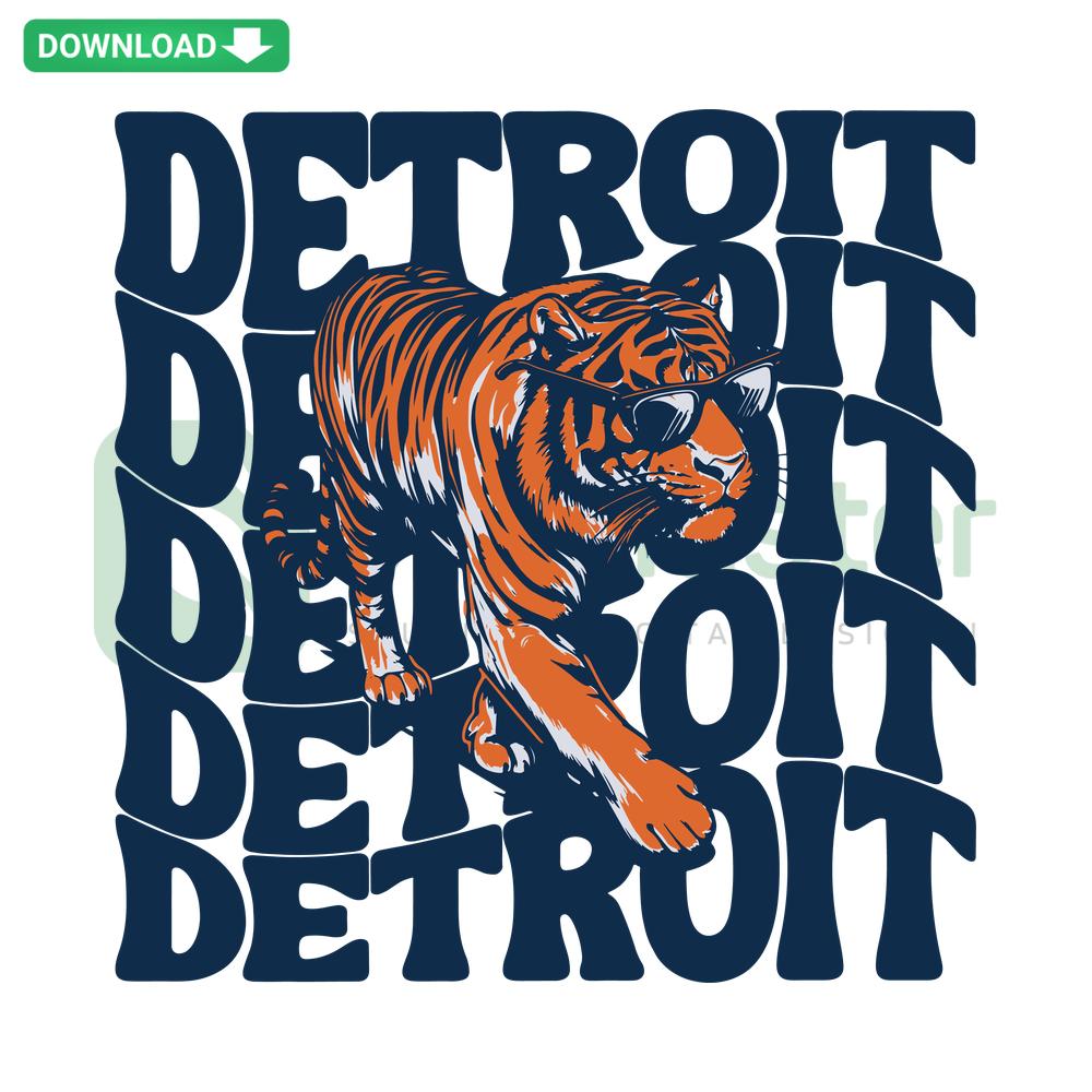 Detroit Baseball Tiger Glasses SVG Design, MLB Digital Download, Sports Crafting Cut File for Cricut and Silhouette Projects.