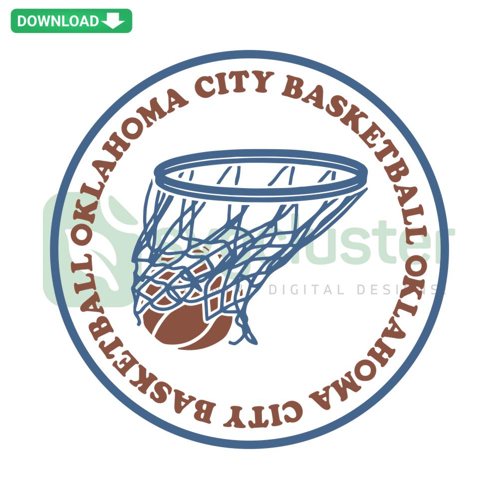 Vintage Basketball Net OKC Thunder SVG: Retro-style digital download, original printable SVG for sports fans and DIY projects.