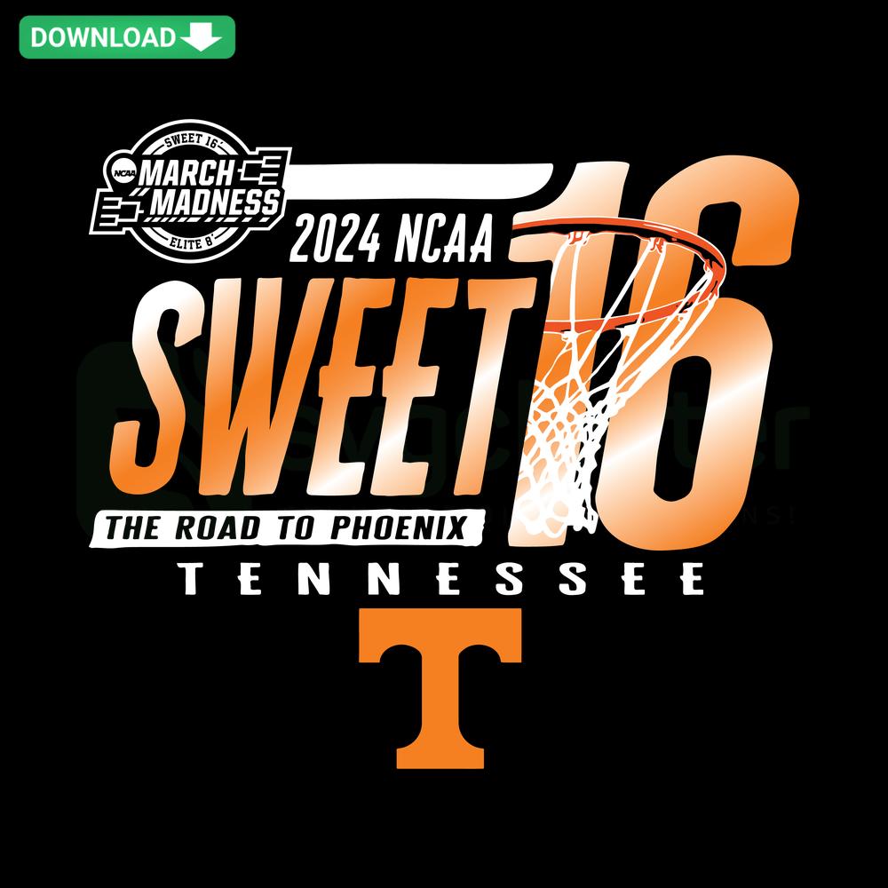 Retro Sweet 16 Tennessee The Road To Phoenix SVG, colorful vintage-themed graphic for scrapbooking, perfect for creative projects.
