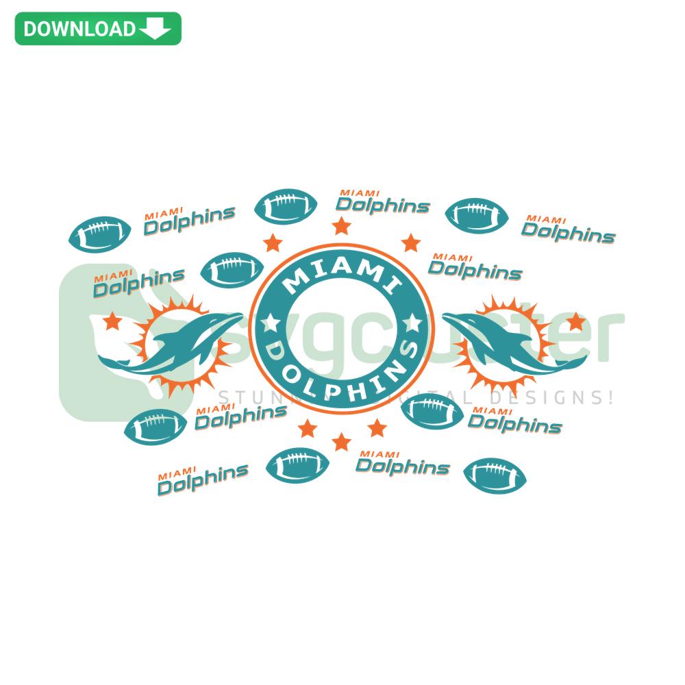 Miami Dolphins Starbucks Wrap SVG Design: Instant Download, team logo, turquoise background, digital file for crafting projects.