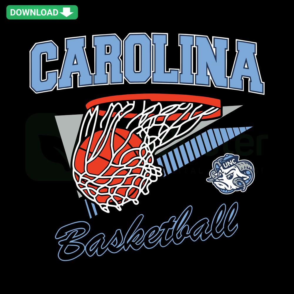 North Carolina Vintage Basketball Net SVG Design, Printable Download, Retro Basketball Vector, State Sports Clipart, DIY Projects