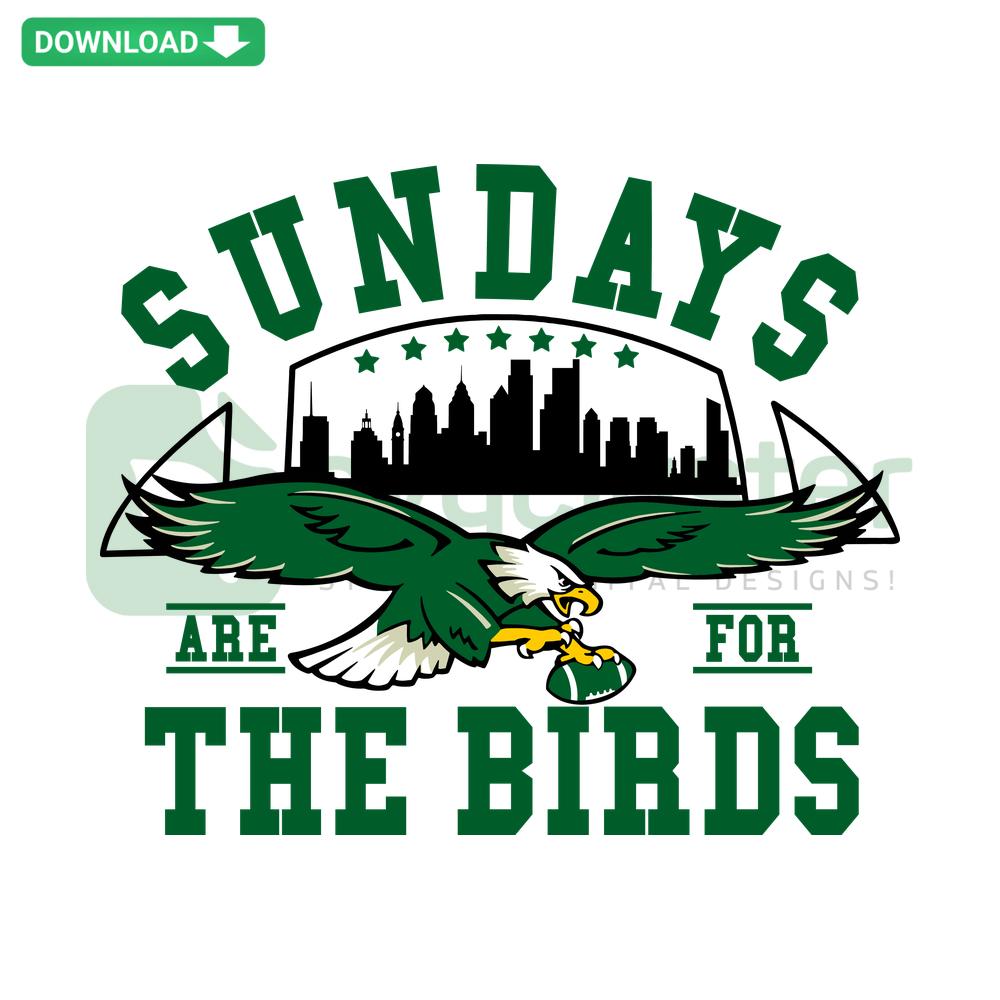 Skyline Football SVG: Sundays Are For The Birds design, high-resolution file, featuring cityscape with football theme.