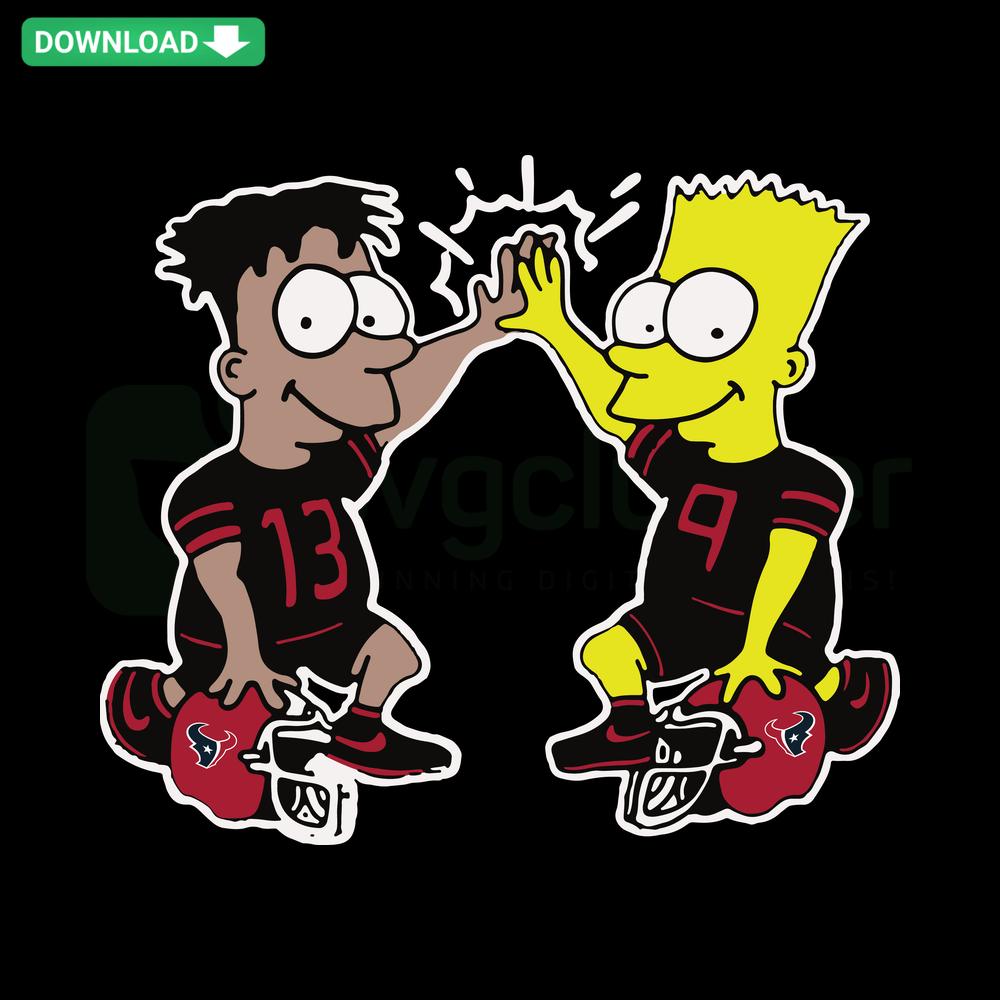 Houston Texans-themed Simpsons SVG, vector graphics; features classic Simpsons design integrated with team logo spirit.