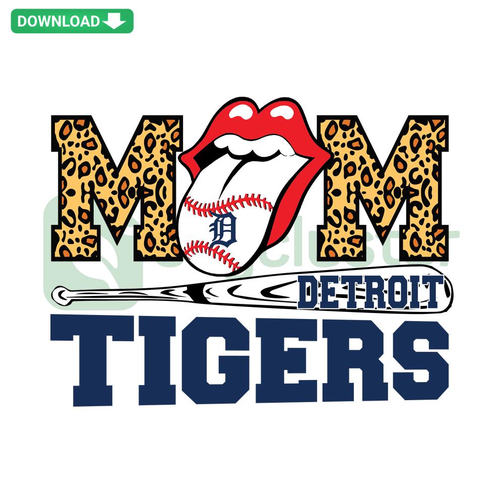 Detroit Tigers Mom Baseball SVG, digital download, includes team logo and baseball elements, perfect for crafting and printing.