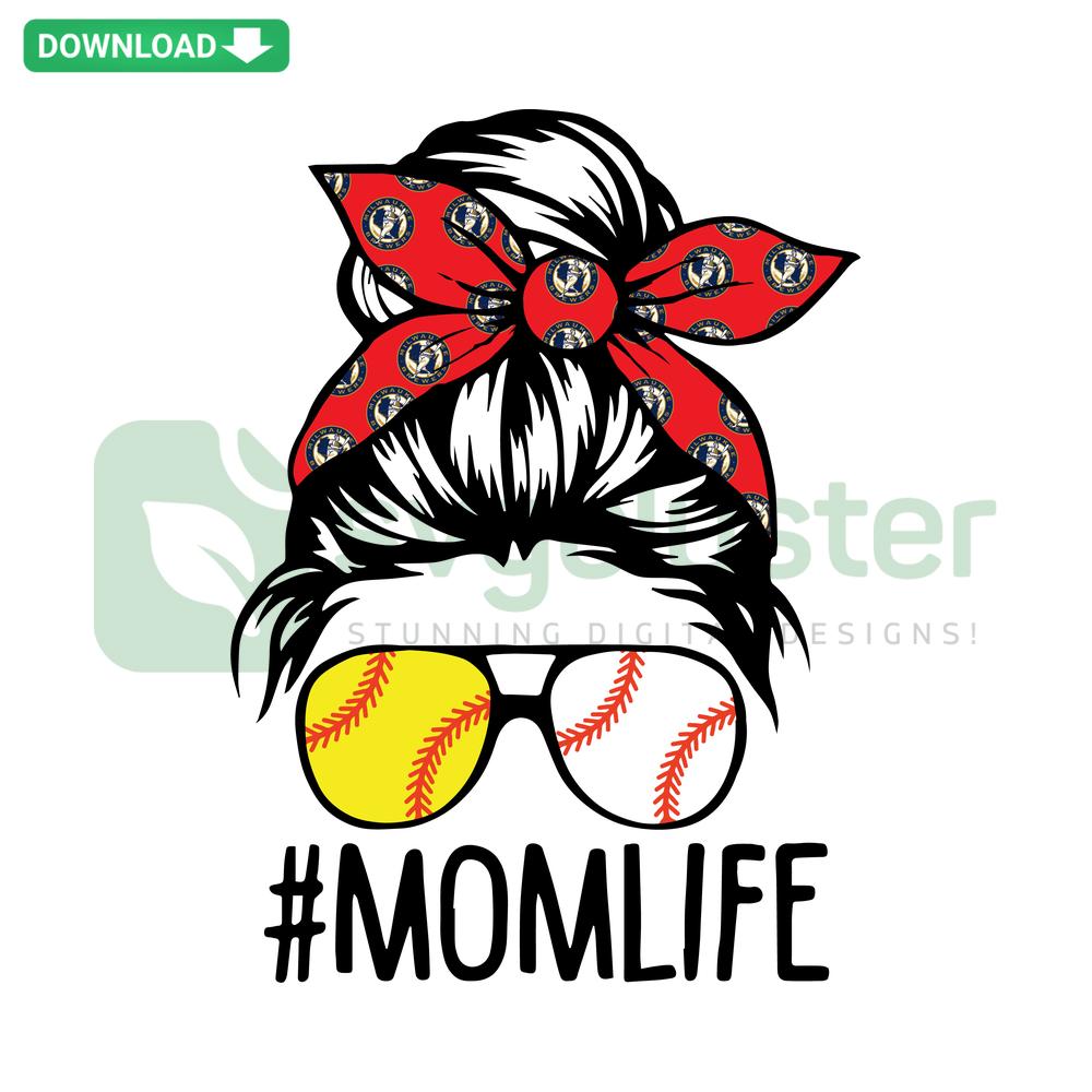 Milwaukee Brewers Baseball Mom SVG with bat, ball, and heart accents; vector graphic download, sports-themed digital design.