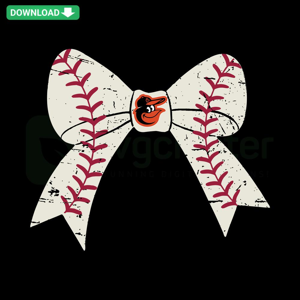 Baltimore Orioles Bow Tie Baseball SVG, Printable Digital Design, MLB-themed Cut File, Orioles SVG Download.