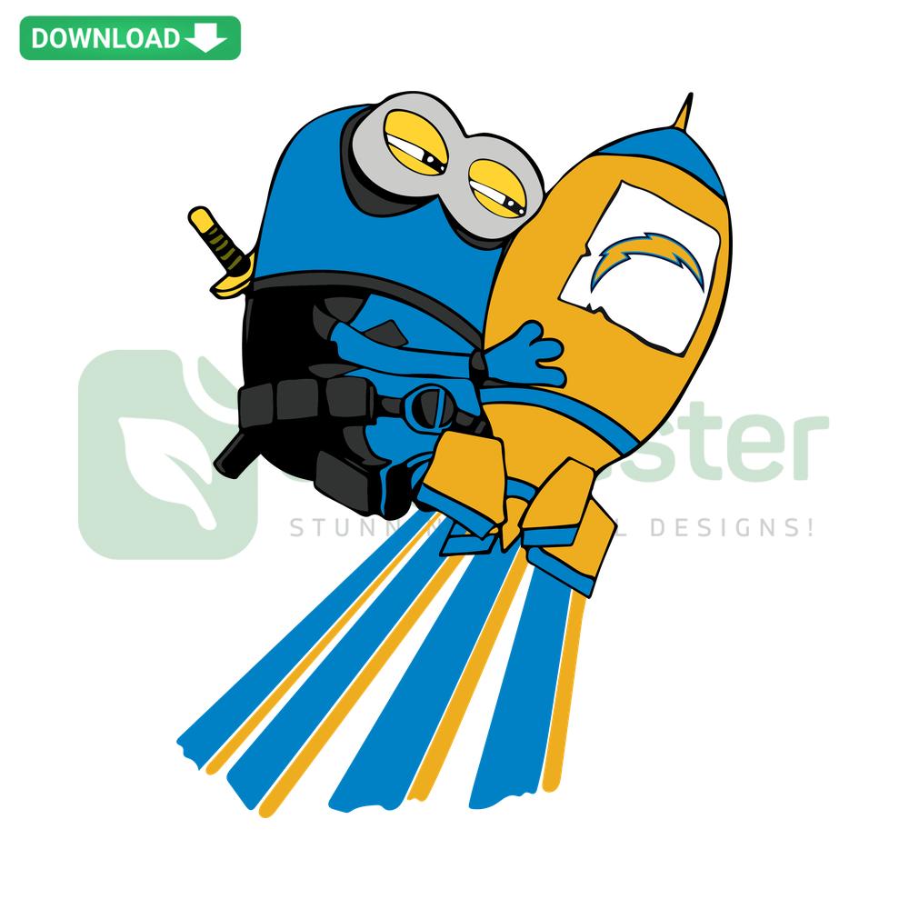 Minions Los Angeles Chargers SVG Design, Custom Downloadable SVG Files, Unique Cartoon Sports Logo