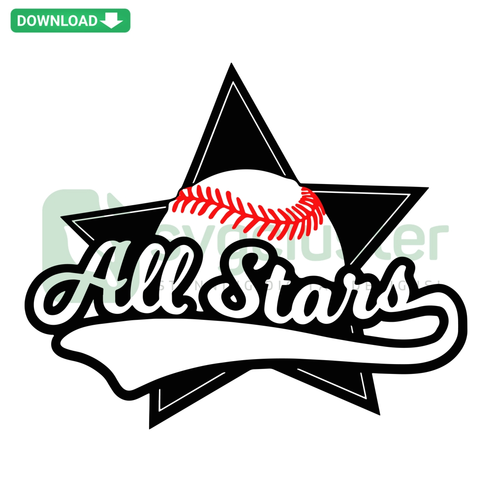 All Stars Softball Baseball Sports Stitches SVG, featuring stitched team design in vibrant colors for digital crafting projects.