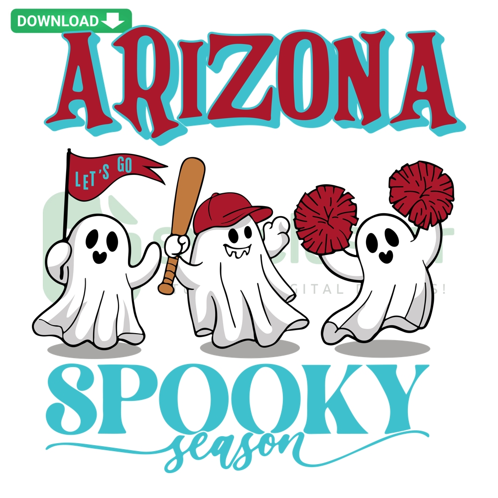 Arizona Diamondbacks Ghost SVG: Halloween Spooky Season Baseball Design, Ghost in Team Colors, Perfect for Holiday Crafts.