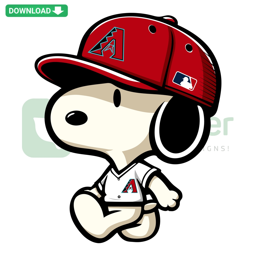 Arizona Diamondbacks Snoopy baseball design in SVG, PNG, DXF, EPS formats with Snoopy mascot and team logo.