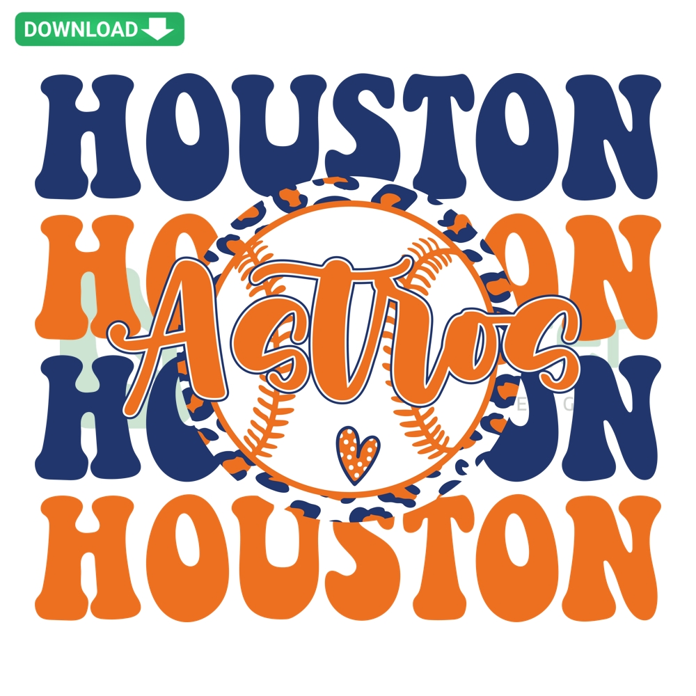 Houston Astros Leopard Print SVG, PNG Vector Clipart featuring team logo with leopard pattern, perfect for baseball-themed crafts.