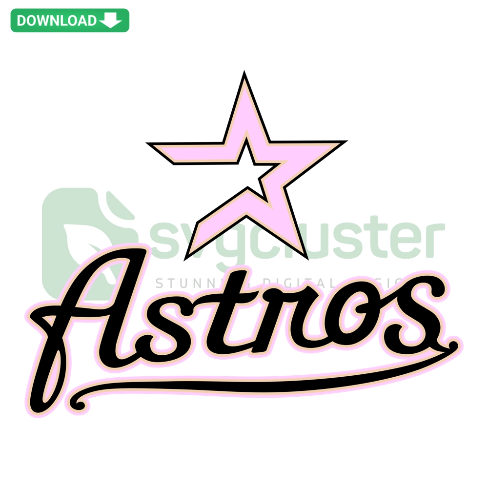 Houston Astros logo in pink, digital design collection SVG PNG DXF EPS for Cricut projects. Perfect for baseball fans.