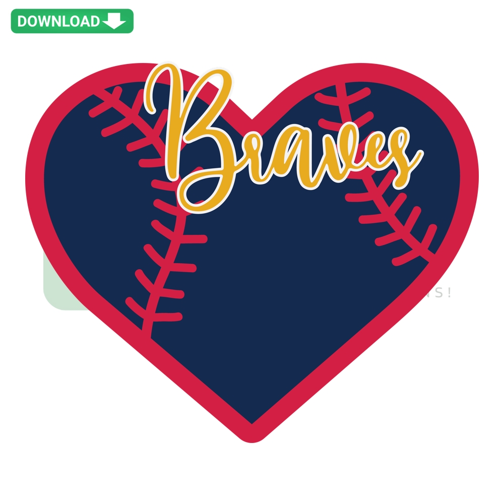 Atlanta Braves Heart Design: Vibrant SVG/PNG/DXF/EPS sports team love graphics featuring Braves logo inside a heart shape.