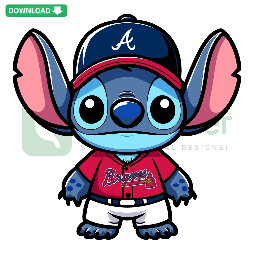 Atlanta Braves Stitch Digital Design featuring Baseball Elements - SVG, PNG, DXF, EPS Format for Die-Cut Machines.