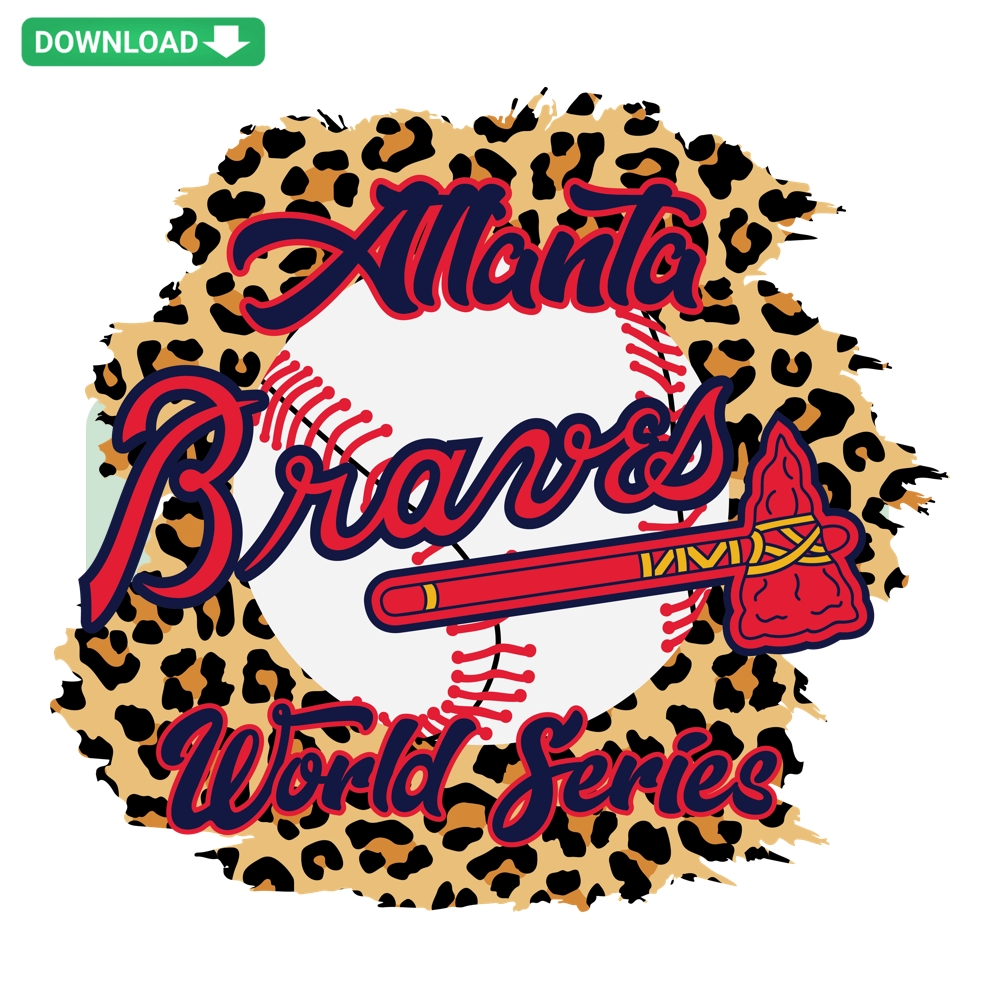 Atlanta Braves World Series Cheetah Print Digital Design, Baseball Team SVG PNG DXF EPS, Sports Graphic with Animal Print Patterns.