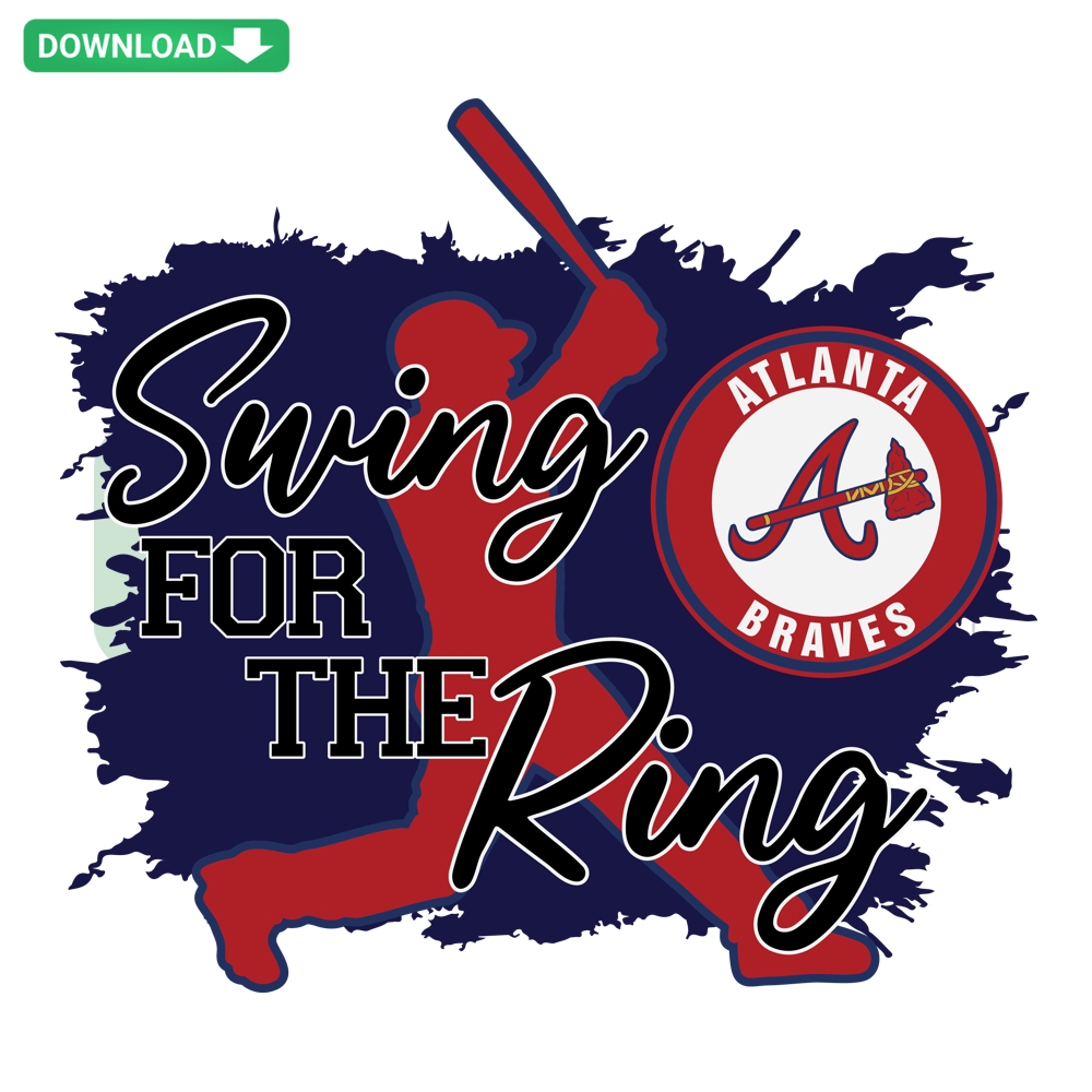 Atlanta Braves World Series digital art featuring a dynamic baseball swing, optimized for SVG, PNG, DXF, EPS formats.