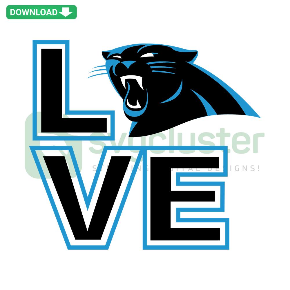 Carolina Panthers SVG Cricut design with heart motif; perfect printable craft SVG download for fans and crafting projects.