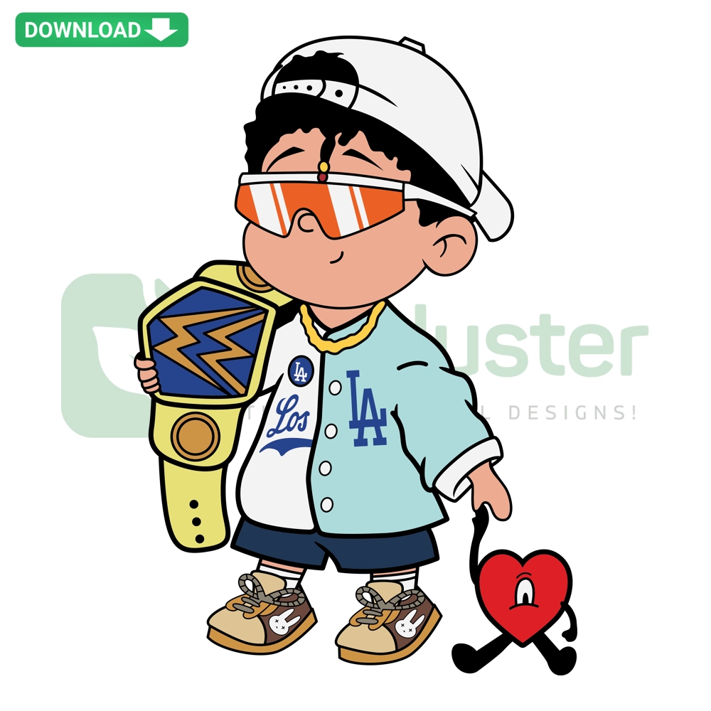 Adorable Baby Bad Bunny in Baseball Attire, Los Angeles Sports Digital Design SVG PNG DXF EPS