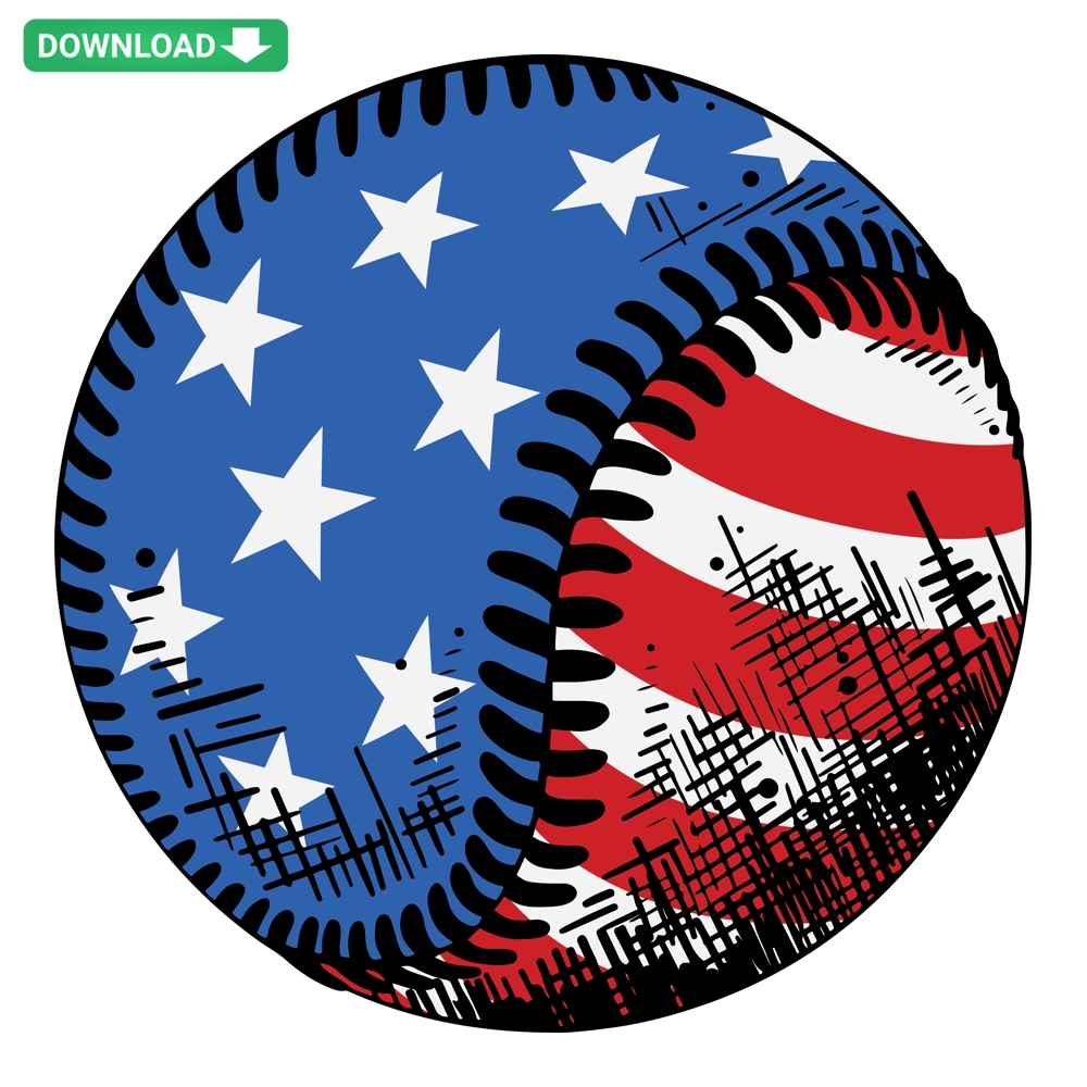 Distressed Baseball American Flag SVG; Patriotic 4th of July USA Design; Digital SVG PNG DXF EPS for Crafts and Shirts
