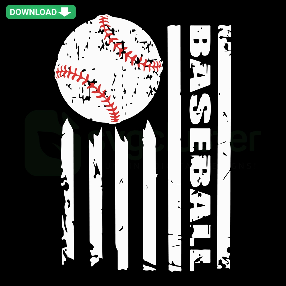 Baseball American Flag Digital Art: Patriotic Sports SVG PNG DXF EPS, Blend of Stars and Stripes with Baseball Elements