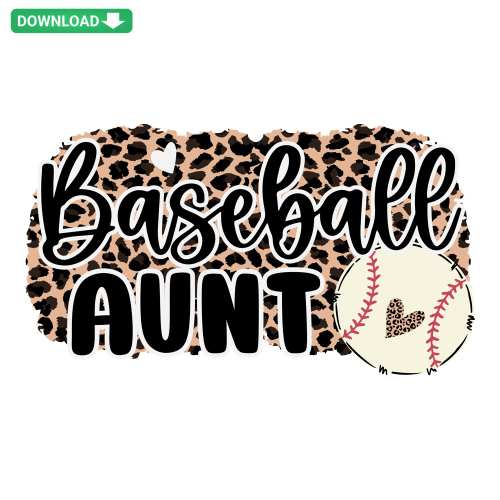 Leopard Pattern Baseball Aunt SVG Design: Sports Family SVG PNG DXF EPS Digital File.